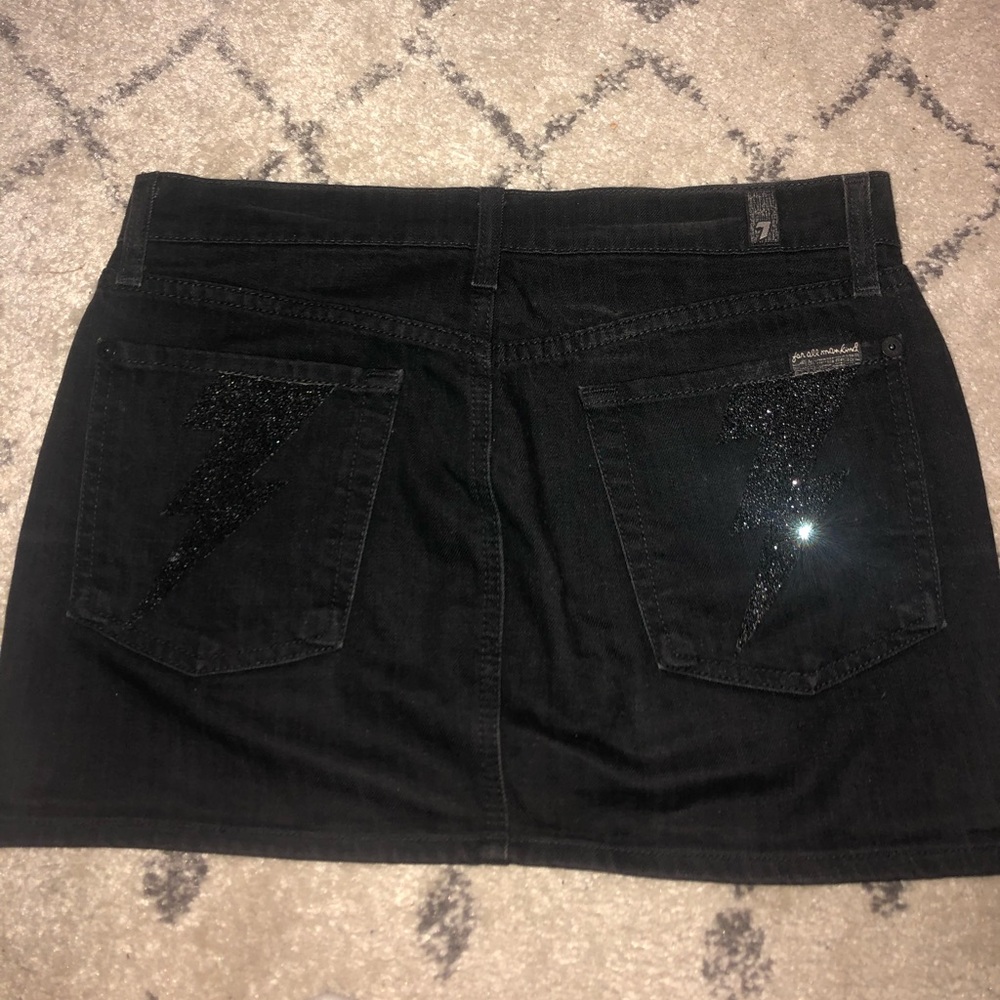 Lightning bolt denim skirt